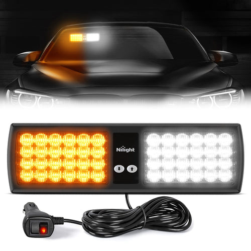 Nilight 48 LED Amber White Emergency Warning Strobe Lights