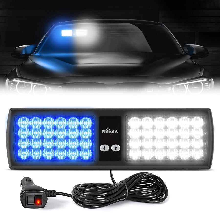 Nilight 48 LED Blue White Emergency Warning Strobe Lights