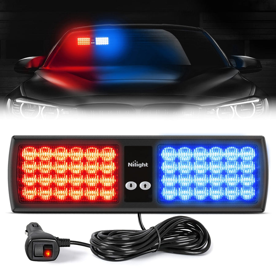 Nilight 48 LED Red Blue Emergency Warning Strobe Lights
