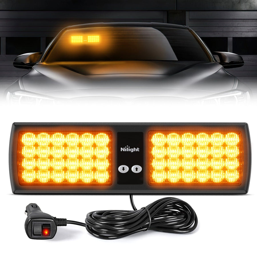 Nilight 48 LED Amber Emergency Warning Strobe Lights