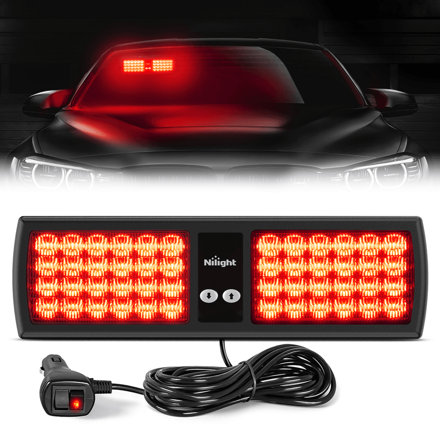 Nilight 48 LED Red Emergency Warning Strobe Lights