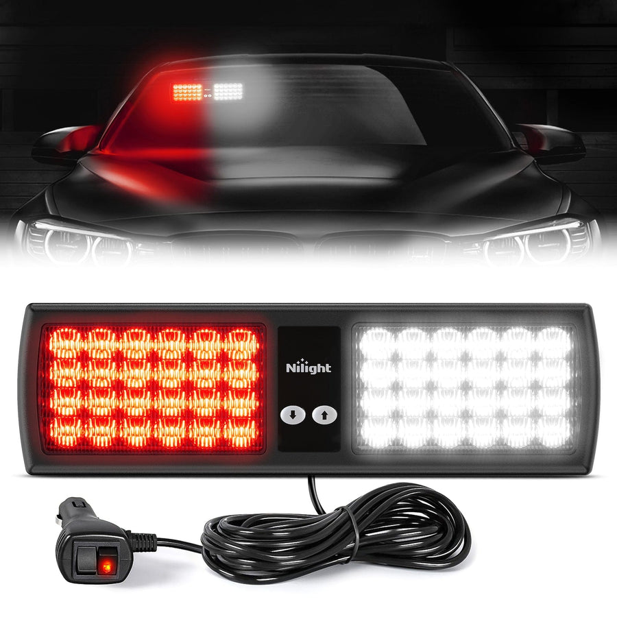 Nilight 48 LED Red White Emergency Warning Strobe Lights