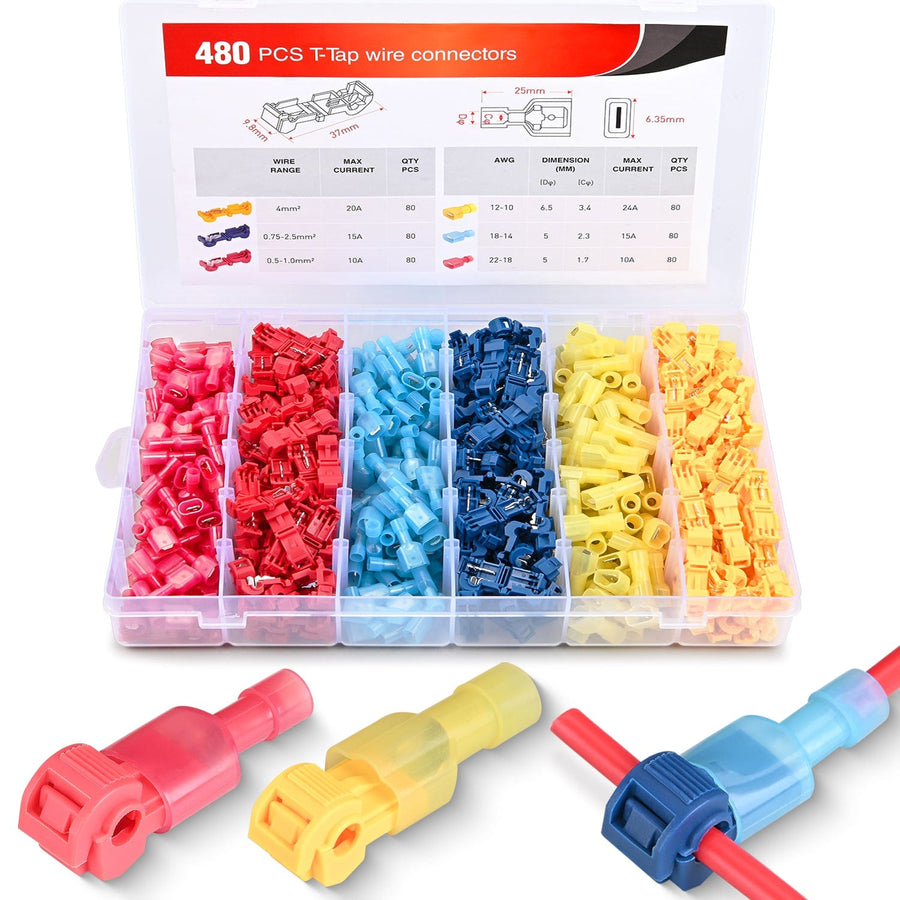 Nilight 480PCS/80 Pairs T-Tap Wire Connectors Terminals Kit
