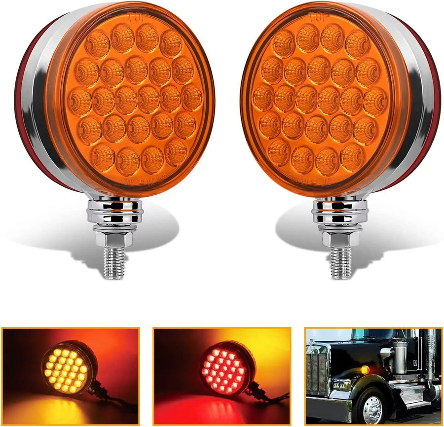 Nilight 48 Leds Amber Red Round Fender Pedestal Light (2 Pcs)