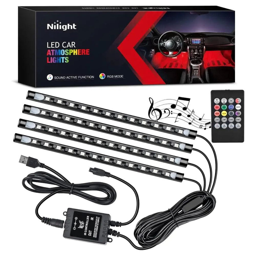 Nilight 48Leds RGB USB Interior Light Strip Remote Control 4PCS