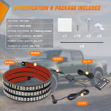 Nilight 49 Inch Emergency Strobe Light Strips with Controller, 288LED Flashing Warning Hazard Safety Rear Window Tailgate Lights for Truck Trailer Construction Plow Pickup SUV Vehicle, Amber White, view 6