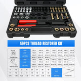 Nilight 49PCS Thread Chaser Set SAE Metric Universal UNC UNF Sizes | Master Thread Repair Kit with Case 22 Taps 24 Dies 3 Thread Files Automotive Tool for Mechanics Auto Shops Home Garage Repair, view 2