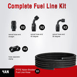 Nilight 4AN 10FT PTFE Fuel Hose Kit with 8PCS AN4 Fittings&Hose Separators | Fit E85 Nylon Stainless Steel Braided Fuel Hose Universal for Automotive Racing Engines, view 5
