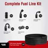 Nilight 4AN 15FT CPE Fuel Hose Kit with 12PCS AN4 Fittings&Hose Separators | CPE Nylon Stainless Steel Braided Oil Gas Diesel Fuel Hose End Fitting Kit for Transmission Oil Cooler Vacuum Lines, view 5