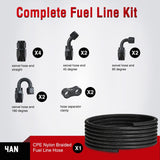 Nilight 4AN 20FT CPE Fuel Hose Kit with 12PCS AN4 Fittings&Hose Separators | CPE Nylon Stainless Steel Braided Oil Gas Diesel Fuel Hose End Fitting Kit for Transmission Oil Cooler Vacuum Lines, view 5