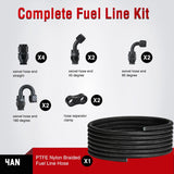 Nilight 4AN 20FT PTFE Fuel Hose Kit with 12PCS AN4 Fittings&Hose Separator | Fit E85 Nylon Stainless Steel Braided Fuel Hose Universal for Automotive Racing Engines, view 5