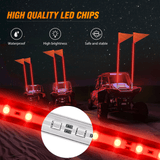 Nilight 4FT LED Whip Light with Aluminum Base Red Color, view 6