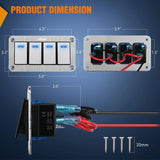 Nilight 4Gang Aluminum 3Pin ON/Off Blue Led Rocker Switch Panel, view 2