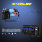 Nilight 4Gang Aluminum 5Pin ON/Off Blue Rocker Switch Panel w/ 4.8 Amp Dual USB Charger Voltmeter, view 3