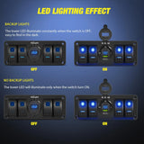 Nilight 4Gang Aluminum 5Pin ON/Off Blue Rocker Switch Panel w/ PD Type C & QC 3.0 Dual USB Charger Voltmeter, view 3