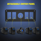 Nilight 4Gang Aluminum 5Pin ON/Off Blue Rocker Switch Panel w/ PD Type C & QC 3.0 Dual USB Charger Voltmeter, view 5
