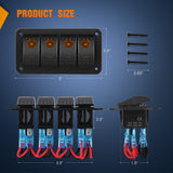 Nilight 4Gang Aluminum 5Pin ON/Off Rocker Switch Panel Orange, view 2