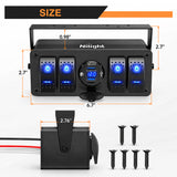 Nilight 4Gang Aluminum ON/Off Blue Rocker Switch Box w/ QC 3.0 Dual USB Charger Voltmeter, view 2