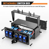 Nilight 4Gang Aluminum ON/Off Blue Rocker Switch Box w/ QC 3.0 Dual USB Charger Voltmeter, view 5