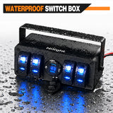 Nilight 4Gang Aluminum ON/Off Blue Rocker Switch Box w/ QC 3.0 Dual USB Charger Voltmeter, view 6