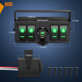 Nilight 4Gang Aluminum ON/Off Rocker Switch Box w/ QC 3.0 Dual USB Charger Voltmeter, view 2