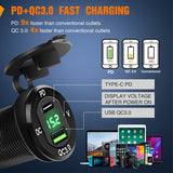 Nilight 4Gang Aluminum ON/Off Rocker Switch Box w/ QC 3.0 Dual USB Charger Voltmeter, view 4