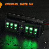 Nilight 4Gang Aluminum ON/Off Rocker Switch Box w/ QC 3.0 Dual USB Charger Voltmeter, view 6