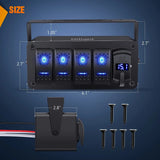 Nilight 4Gang Blue Rocker Switch Box w/ PD Type C | QC 3.0 USB Charger Voltmeter, view 2