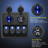 Nilight 4Gang ON/Off Blue Rocker Switch Panel w/ USB Charger Power Socket Fuse, view 4
