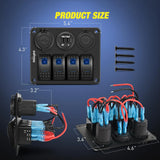 Nilight 4Gang ON/Off Blue Rocker Switch Panel w/ PD Type C & USB Charger Power Socket Fuse, view 2