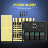 Nilight 4Gang ON/Off Green Rocker Switch Panel w/ Dual USB Cigarette Lighter Socket Voltmeter, view 6