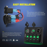 Nilight 4Gang ON/Off Green Rocker Switch Panel w/ Dual USB Cigarette Lighter Socket Voltmeter (25% OFF Final Checkout), view 6