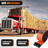 Nilight Truck Straps 4 inch×30 inch Orange Heavy Duty Winch Straps with Flat Hook Break Strength 16800LBS WLL 5400LBS Cargo Straps for Flatbeds Trucks Trailers Farms Rescues Tree Saver (10PACK), view 5