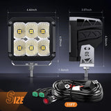 Nilight 4 Inch 120W 13500LM Square Flood Built-in EMC LED Pods (Pair) | 14AWG DT Wire, view 2