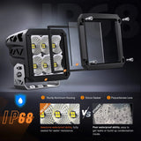 Nilight 4 Inch 120W 13500LM Square Flood Built-in EMC LED Pods (Pair) | 14AWG DT Wire, view 5