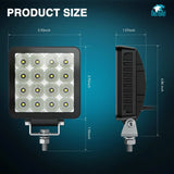 Nilight 4 Inch 16LED Square Flood Built-in EMC LED Pod Lights (Pair), view 2