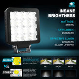 Nilight 4 Inch 16LED Square Flood Built-in EMC LED Pod Lights (Pair), view 3