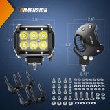 Nilight 4 Inch 18W 1260LM Double Row Flood LED Pods (2 Pairs) | 16AWG Wire 3Pin Switch, view 2