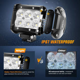 Nilight 4 Inch 18W 1260LM Double Row Flood LED Pods (2 Pairs) | 16AWG Wire 3Pin Switch, view 5