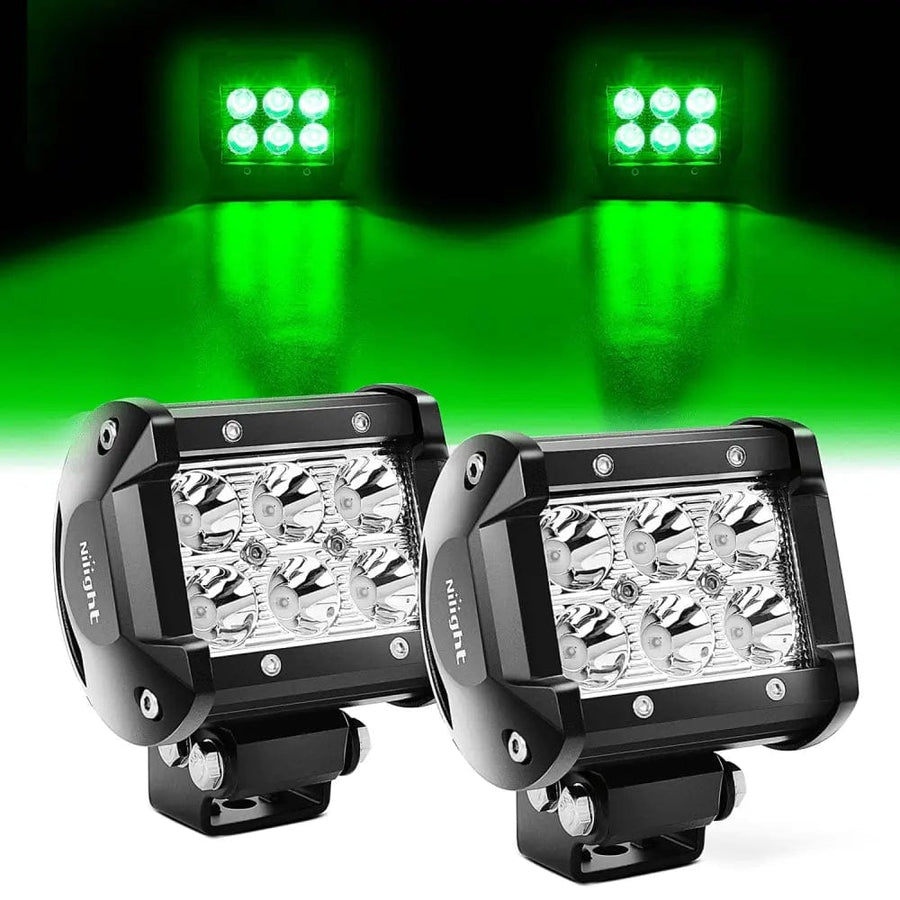 Nilight 4 Inch 18W 1260LM Double Row Green Spot LED Pods (Pair)