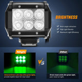 Nilight 4 Inch 18W 1260LM Double Row Green Spot LED Pods (Pair), view 3