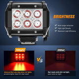 Nilight 4 Inch 18W 1260LM Double Row Red Spot LED Pods (Pair), view 3