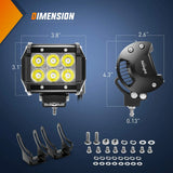 Nilight 4 Inch 18W 1260LM Double Row Spot LED Pods (2 Pairs) | 10FT Wire 3Pin Switch, view 2