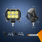 Nilight 4 Inch 18W Spot LED Pods (Pair) | Pillar Hood Mount | 16AWG Wire 3Pin Switch, view 2