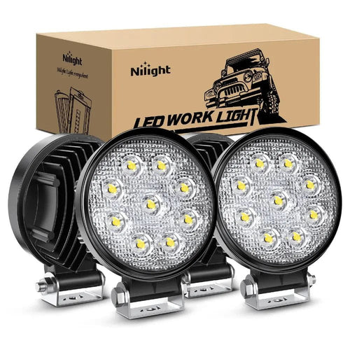 Nilight 4.5 Inch 27W 3000LM Round Spot LED Work Lights (2 Pairs)
