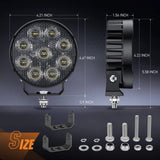 Nilight 4 Inch 27W 3370LM Round Flood Built-in EMC LED Work Lights (Pair), view 2