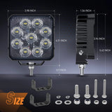 Nilight 4 Inch 27W 3370LM Square Flood Built-in EMC LED Work Lights (Pair), view 2