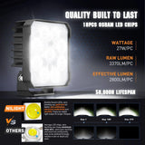 Nilight 4 Inch 27W 3370LM Square Flood Built-in EMC LED Work Lights (Pair), view 4