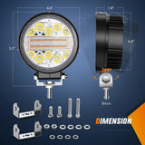 Nilight 4.5 Inch 27W Amber White Round Spot Flood LED Work Lights (Pair) | 16AWG DT Wire, view 2