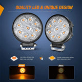 Nilight 4.5 Inch 27W Round Amber Spot Led Work Lights (Pair) | 16AWG Wire 3Pin Switch, view 3
